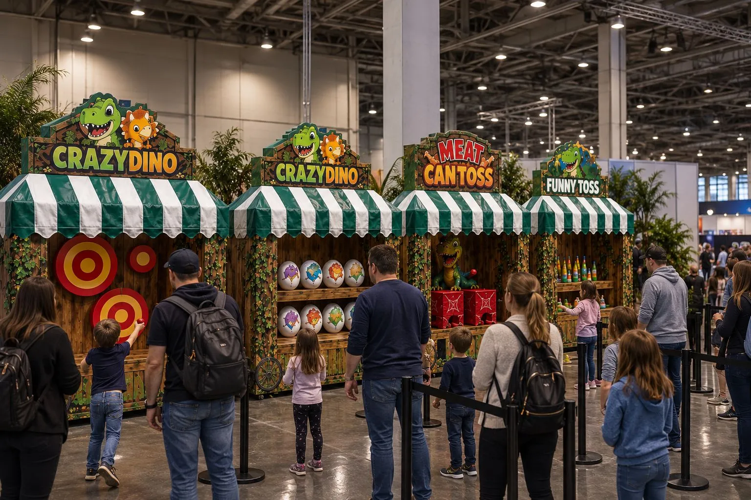 Liebevoll gestaltete Dino-Mitmach-Spielstände